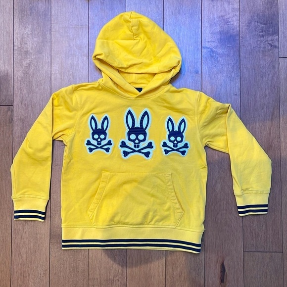 Psycho Bunny kids Golden Ray Yellow Liam Bunny sweater Pullover Hoodie 7/8 (S) - Picture 5 of 9